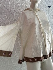 Antique white fluttering sleeve blouse block print lace boho edwardian romantic picture