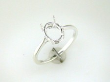 (7 x 5 mm - 10 x 8 mm) Oval 4 Prong Simple Ring Setting Sterling Silver picture