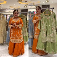 PUNJABI SHARARA PLAZZO KURTI PLAZZO SALWAR KAMEEZ SUIT WOMEN READY MADE DESIGNER picture