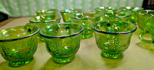 12 Vintage Indiana Glass Harvest Grape Green Carnival Glass Punch Cups picture