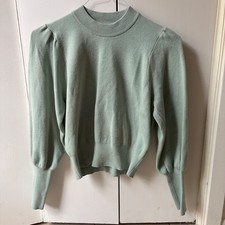 Industry Republic Puff Shoulder Sweater Women Size M Sage Green Soft Girl Modest picture