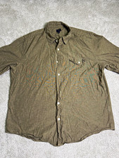 J.Crew Men's Solid Green Woven Cotton Button-Up Shirt Pockets Long Sleeve XL picture