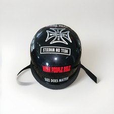 Vintage German - Style  Motorcycle Helmet Black Retro German Style W/stickers picture