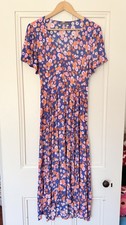 MISTER ZIMI (Size 10) Maya Midi Dress In Periwinkle V Neck Short Flutter Sleeve picture