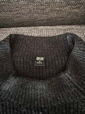 Uniqlo Men’s Sweater Size Medium Black Chunky Ribbed Fishermen Knit picture