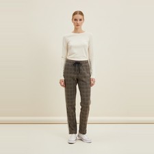 Mystree NWT Plaid Knit Track Pants Womens S Brown Cream Side Stripe Drawstring picture