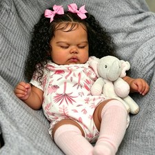 Anano Black Reborn Baby Doll Girl Silicone 19 Inch Biracial picture