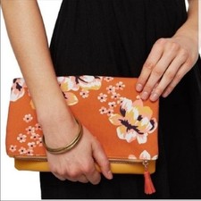 NEW Rachel Pally Reversible Vegan Leather Clutch Orange Handbag Bag NWT picture