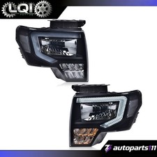 Black Smoke LED DRL Headlights/Lamps For 2009-2014 2011 2012 2013 Ford F150 picture