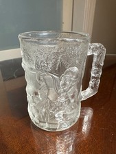 Vintage 1995 McDonalds Batman Forever Glass Mug With Embossed Design        56-2 picture