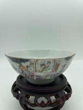 Antique Chinese Famille Rose Porcelain Bowl Hand Painted Figural Scholars Scene picture