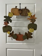 Rustic Farmhouse Wooden Fall Motif Wreath picture