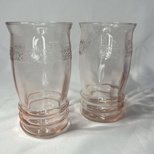Rare Vintage Macbeth-Evans Glass Dogwood Pink Tumbler Qty 2 Depression 1930 picture