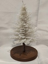 Handmade French Beaded Christmas Tree, White Beaded Tree with Base, Miniature picture