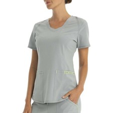 Scrubstar Women's Active Stretch Fabric 3 Pocket V-Neck Scrub Top Ash Gray XS picture
