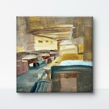 Late Night Diner  8x8 Original Acrylic Interior Painting Canvas Wall Art picture