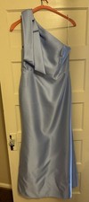 ALFRED SUNG Sky Blue Satin Twill One Shoulder Bridesmaid Dress  picture