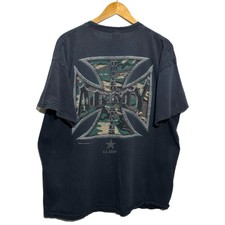 Vintage 2000s West Coast Choppers Army Camo Iron Cross T Shirt Skulls Size 2XL picture