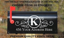 CUSTOM PERSONALIZED VINYL MAILBOX DECAL #4 - SET OF 2 - 16 COLOR CHOICES  5X12 picture