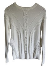 New The Limited Cream Ivory Cable Knit Pullover Crewneck Sweater MSRP $69.95 picture