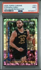 2025-2026 Topps Chrome Stephen Curry Tri-color Refractor 8/8 PSA 9 picture