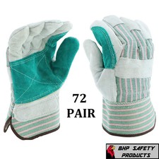 72 PAIR DOUBLE PALM SPLIT LEATHER PALM WORK GLOVES MEN'S LARGE BRAND NEW picture