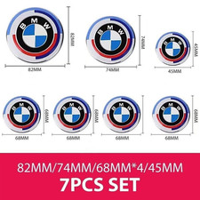 7PCS 82mm+74mm+68mm+45mm 50th Anniversary For BMW Centre Caps Badges Emblem- picture