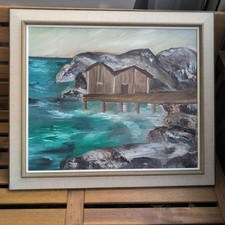 Original Oil Painting Erica Cabbe Swedish Spring Landscape Framed Art picture