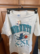 Vintage 90s Single Stitch salem NBA Charlotte Hornets T Shirt Rare Large W Tags picture