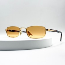Prada PRB54S Rectangle Sunglasses Gold Frame Yellow Lens Havana Temples 54mm picture
