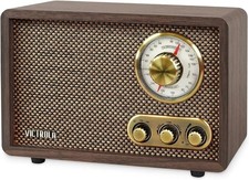 Retro Wood Bluetooth Radio - AM/FM, Vintage Style, Espresso Finish, Portable Mus picture