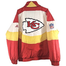 Vtg Proline Apex One Mens XL Kansas City Chiefs Nylon Puffer Jacket Coat Stains picture