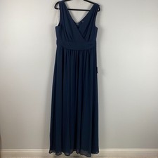 Lulus Thoughts of Hue Navy Blue Surplice Maxi Dress Size XL Slit Front picture