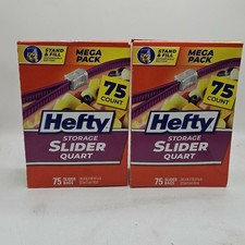 2pk Hefty Quart Slider Storage Bag 75ct - 150 total bags picture