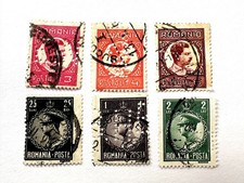 Romania 1930 Sc. 369-75 Superb Perfins, Nice Cancellations picture