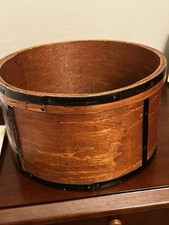 Antique Primitive Bentwood Dry Grain Measure Wood Iron Banded 11.75” Americana picture