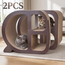 2‑Pack Cat Scratcher Box Multi‑Level Cat House Cardboard Cat Cave Bed Rest Play picture