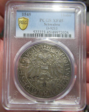 1545 SCARCE German States Schwaben Silver Thaler Coin, PCGS XF45, D-9213 picture